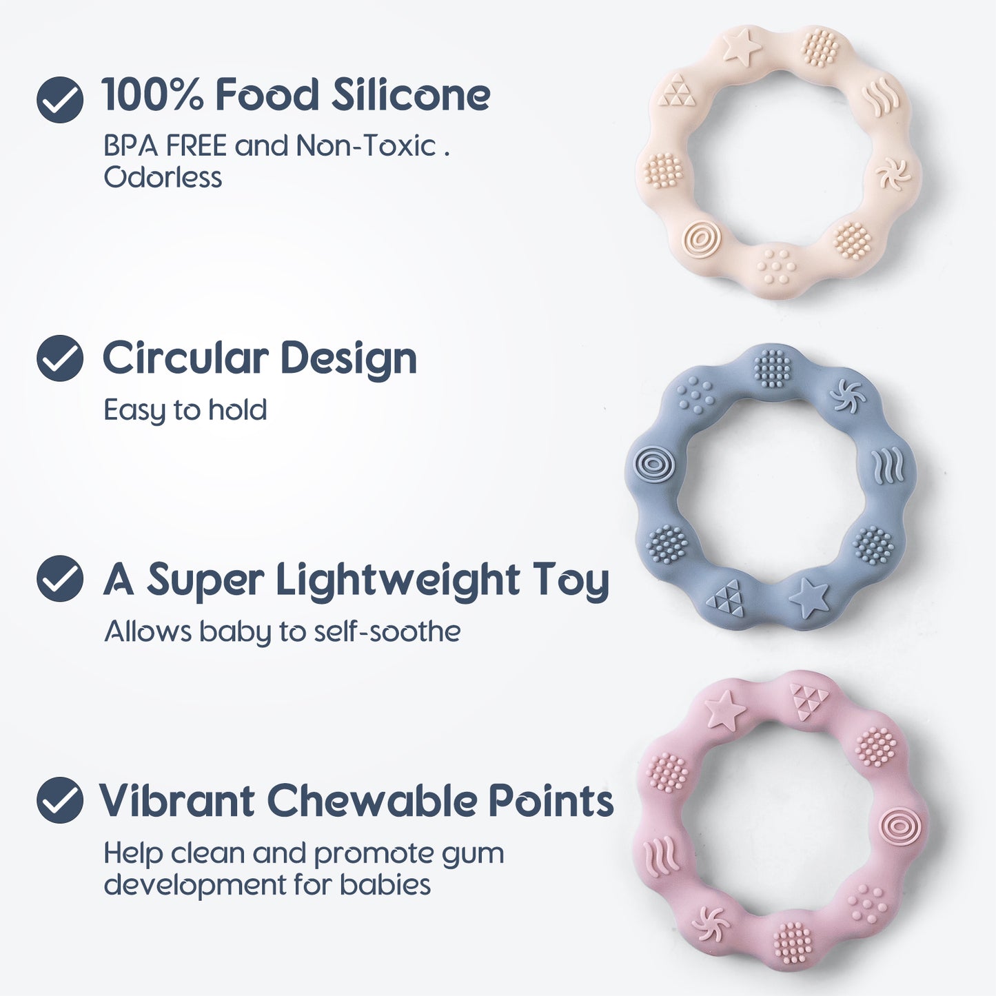 Food Grade Baby Silicone Teething Ring BPA Free Cartoon Silicone Teether For Newborns 3