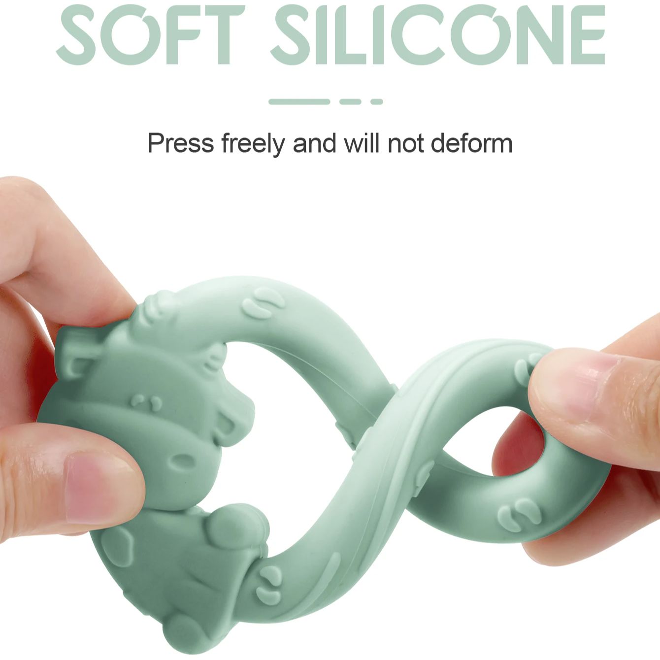 Cartoon Baby Teether Ring Silicone Tiger Giraffe Cow Dental Care for Kids