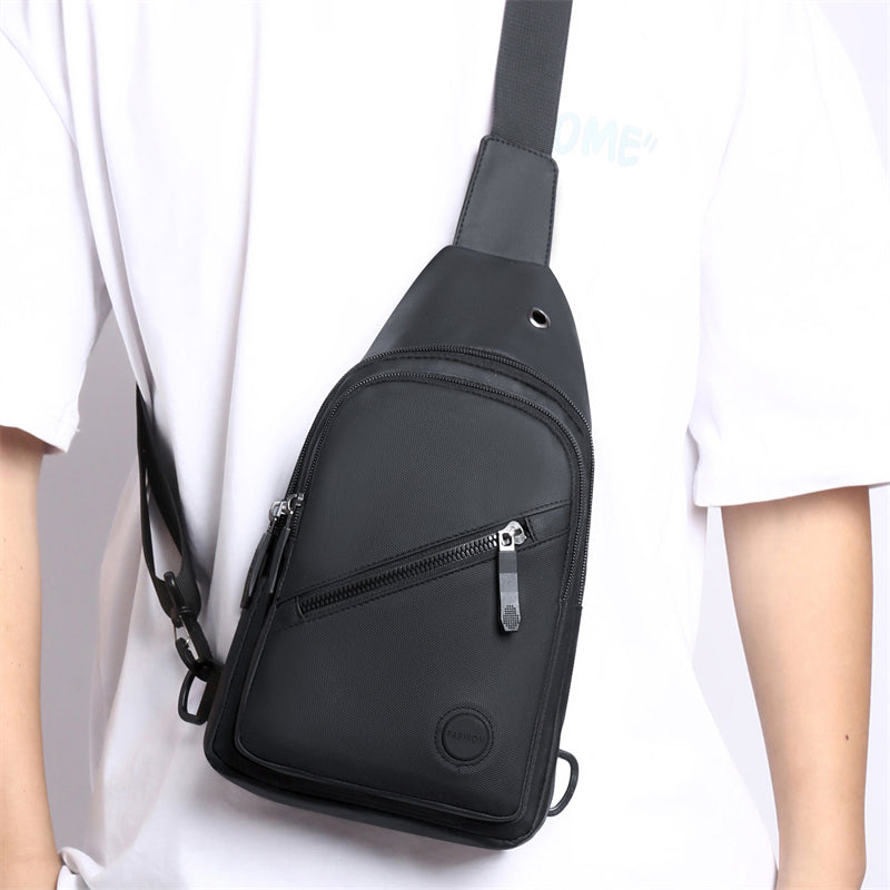 Large Capacity Mens Crossbody Bag Durable Chest Bag LeatherLook Outdoor Shoulder Bag 5
