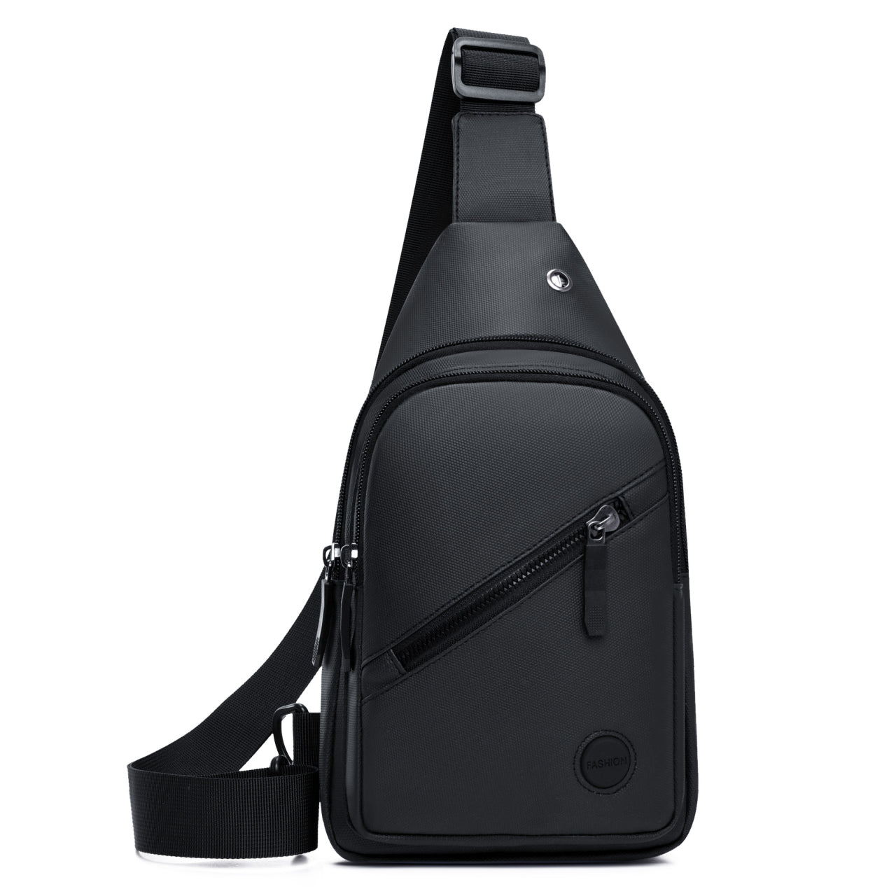 Large Capacity Men's Crossbody Bag, Durable Chest Bag, Leather-Look Outdoor Shoulder Bag