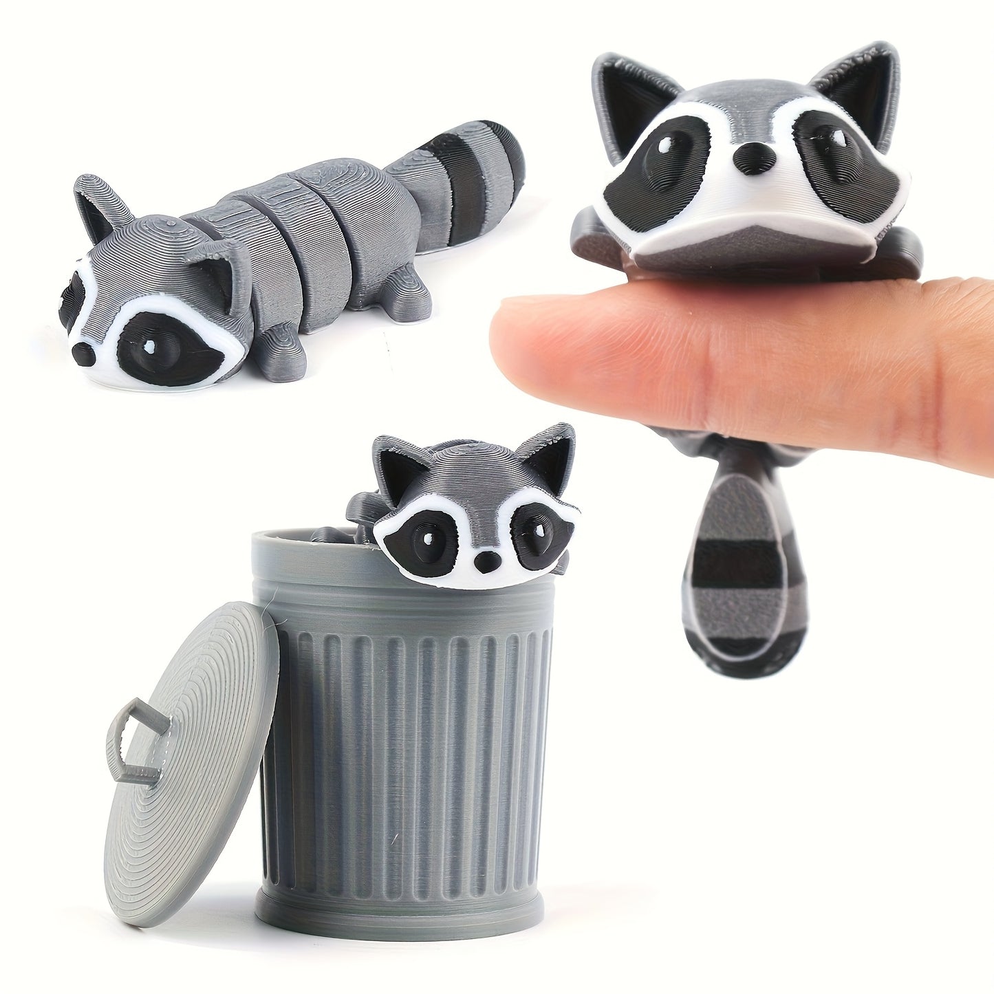 Movable Raccoon Statue Trash Can Decoration for Indoor and Outdoor Spaces, Perfect for Home and Office