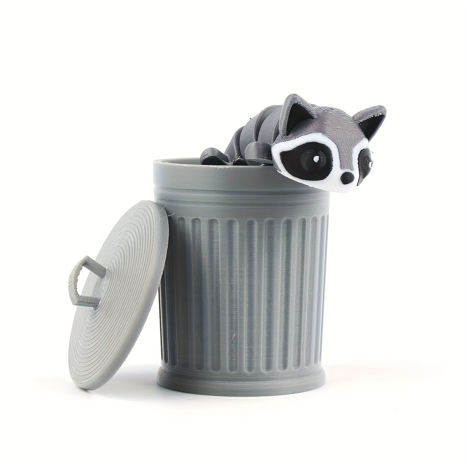 Movable Raccoon Statue Trash Can Decoration for Indoor and Outdoor Spaces, Perfect for Home and Office