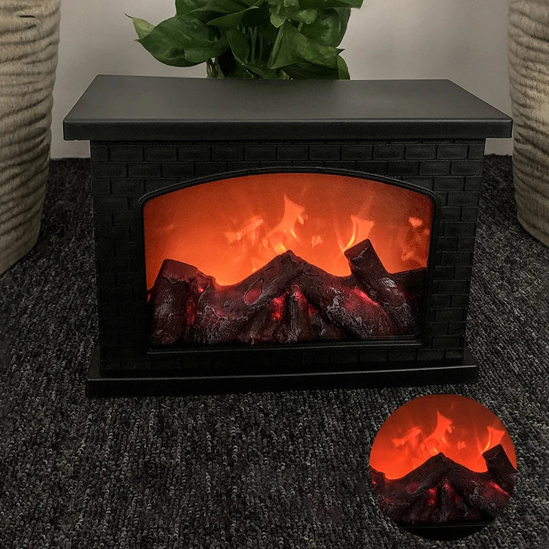 LED Table Lights Lamp for Holiday Winter, Fireplace Flame Light Charcoal Style