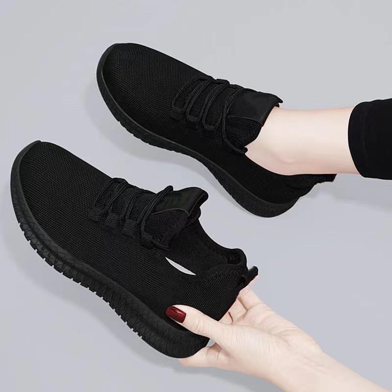 Women's Black Sneakers, Breathable Non-slip Platform Shoes, Korean Casual Running Shoes for Women