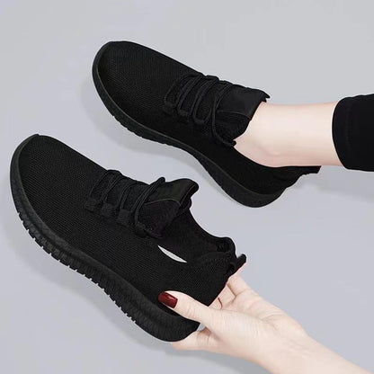 Women's Black Sneakers, Breathable Non-slip Platform Shoes, Korean Casual Running Shoes for Women