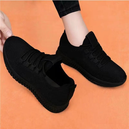 Women's Black Sneakers, Breathable Non-slip Platform Shoes, Korean Casual Running Shoes for Women