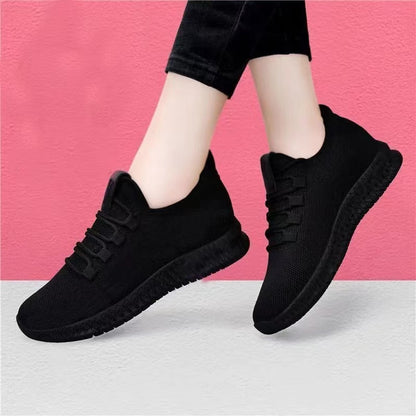 Women's Black Sneakers, Breathable Non-slip Platform Shoes, Korean Casual Running Shoes for Women