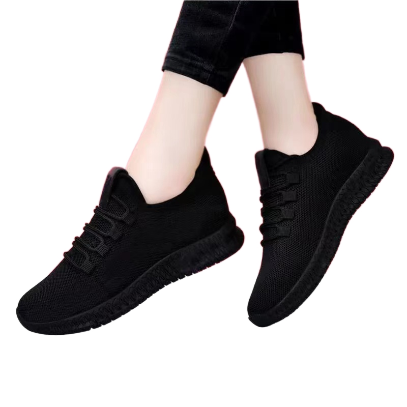 Women's Black Sneakers, Breathable Non-slip Platform Shoes, Korean Casual Running Shoes for Women