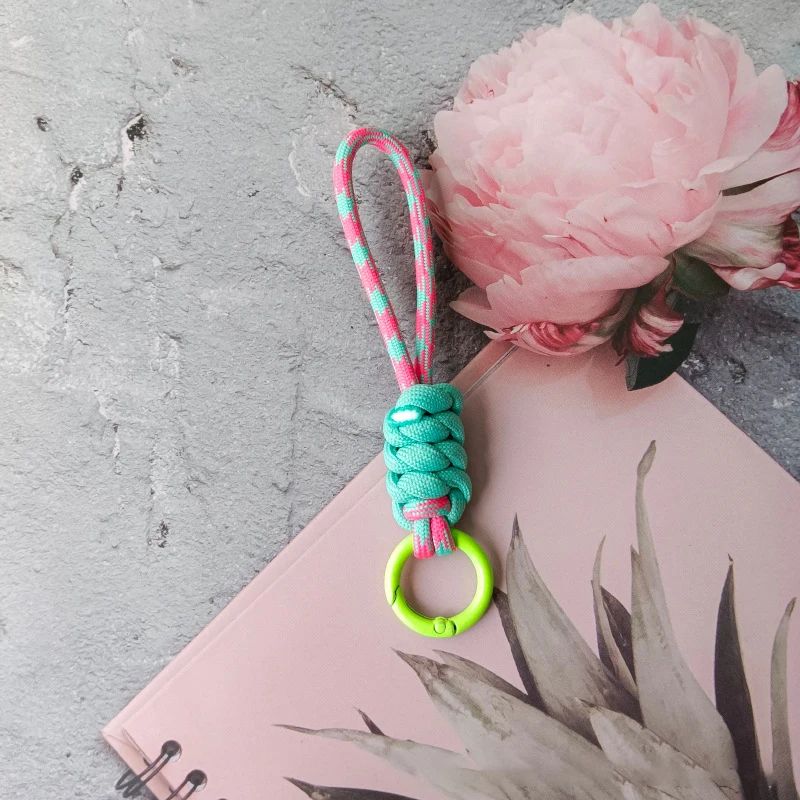 Colorful Braided Rope Strap Lanyard Keychain For Phone Case And Bags 16