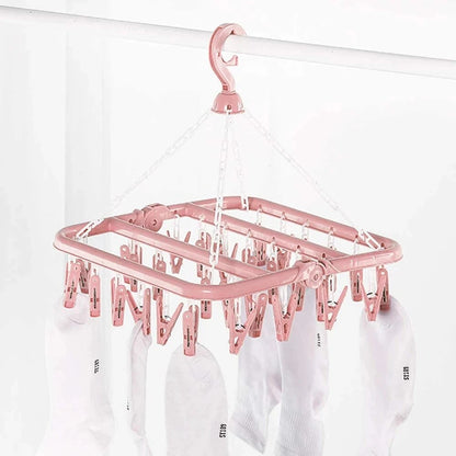 Socks Underwear Drying Rack Clothes Hanger With Clips Folding Laundry Hanging Stand 1
