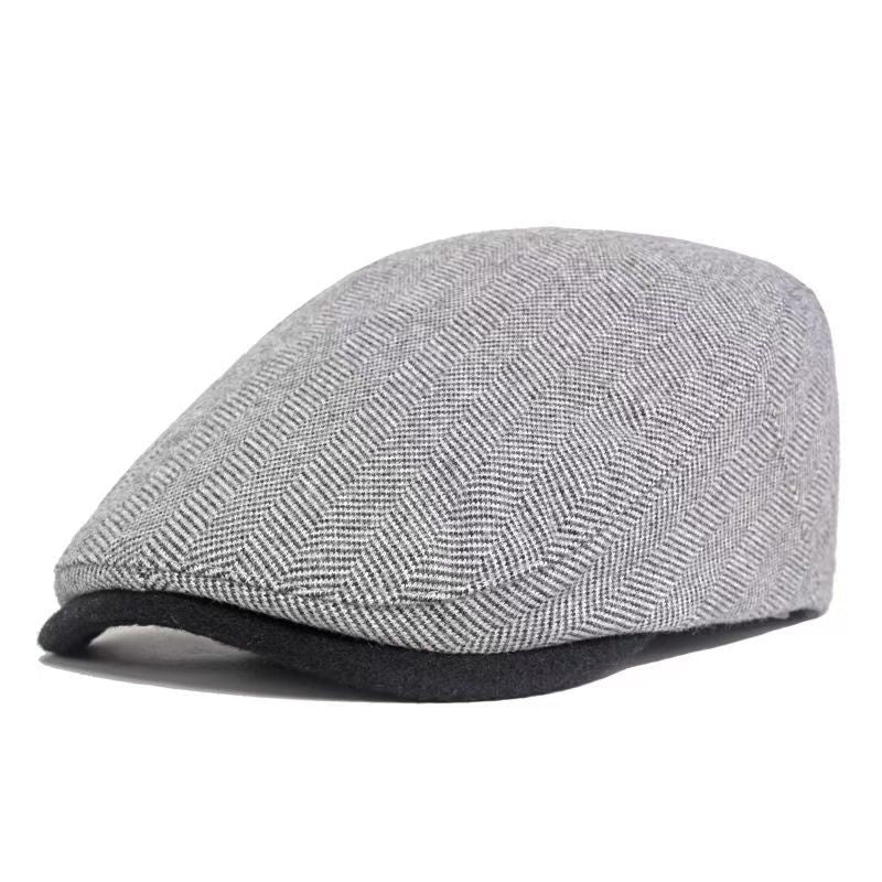 Solid Warm Newsboy Caps for Autumn and Winter, Polyester Flat Peaked Cap, Painter Beret Hats for Men and Women