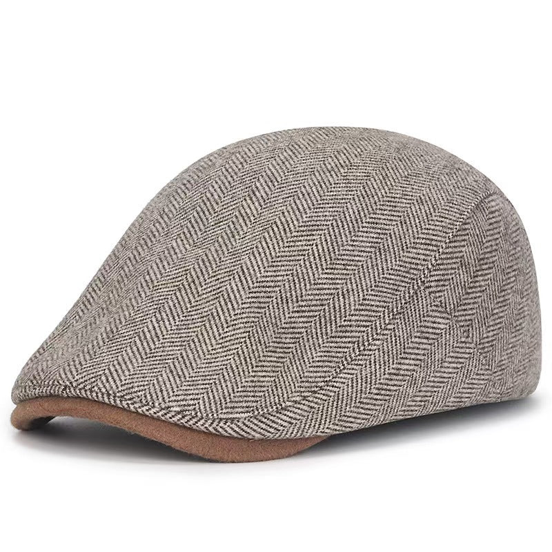 Solid Warm Newsboy Caps For Autumn And Winter Polyester Flat Peaked Cap Painter Beret Hats For Men  2