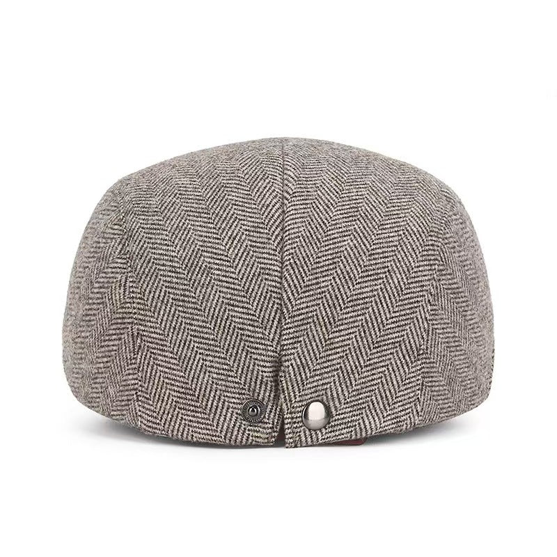 Solid Warm Newsboy Caps For Autumn And Winter Polyester Flat Peaked Cap Painter Beret Hats For Men  4