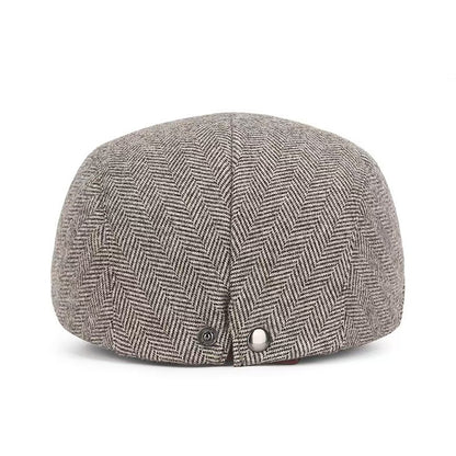 Solid Warm Newsboy Caps For Autumn And Winter Polyester Flat Peaked Cap Painter Beret Hats For Men  4