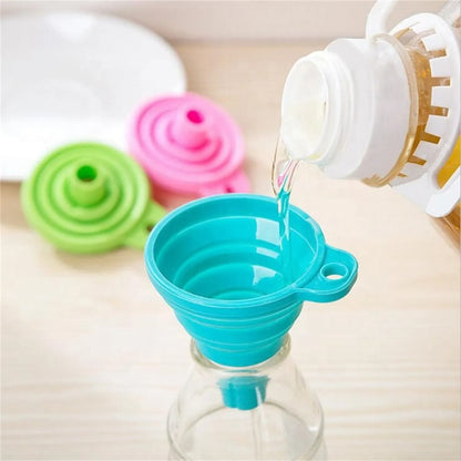Foldable Silicone Funnel for Filling Water Bottles, Kitchen Funnel Set, Liquid Transfer Kitchen Accessories