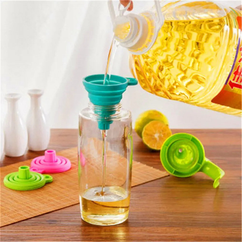 Foldable Silicone Funnel for Filling Water Bottles, Kitchen Funnel Set, Liquid Transfer Kitchen Accessories