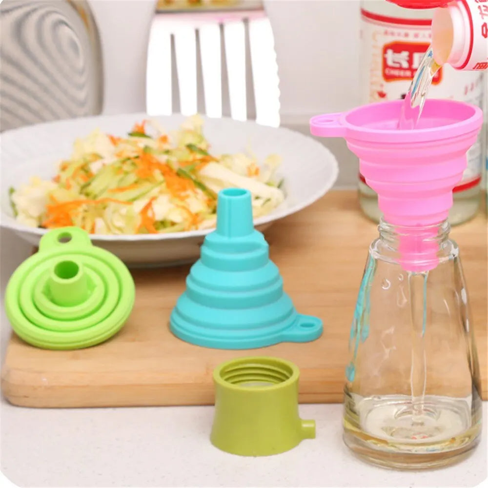Foldable Silicone Funnel for Filling Water Bottles, Kitchen Funnel Set, Liquid Transfer Kitchen Accessories