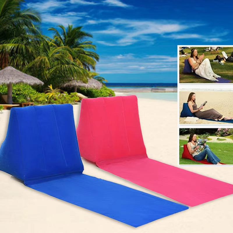 Inflatable Wedge Pillow with Mat PVC Flocking Travel Back Support, Triangle Cushion Beach Pillow