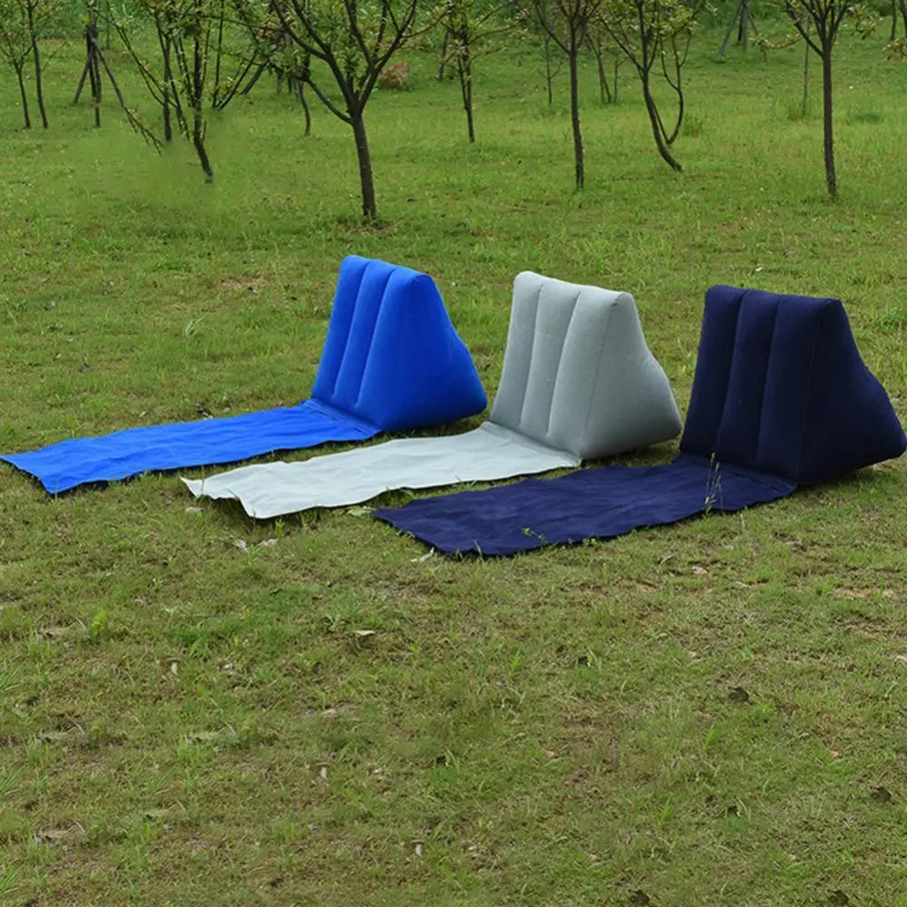 Inflatable Wedge Pillow With Mat PVC Flocking Travel Back Support Triangle Cushion Beach Pillow 2