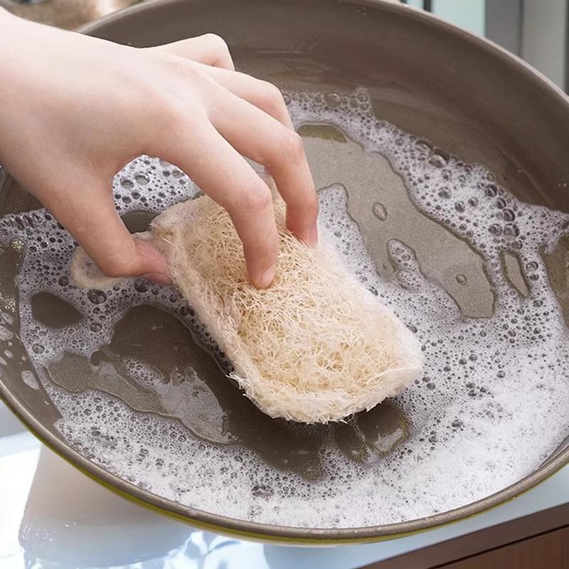 6Pcs Natural Luffa Scrub Pad Dish Pot Oil Stain Removing Kitchen Loofah Sponge Washing Cloth 1