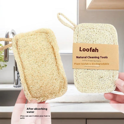 6Pcs Natural Luffa Scrub Pad Dish Pot Oil Stain Removing Kitchen Loofah Sponge Washing Cloth 2