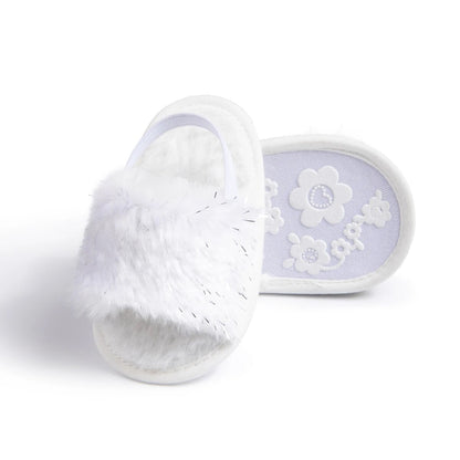 Soft Cotton Meckior Baby Sandals For Boys Girls Fluffy AntiSlip Shoes First Walkers Toddler Slipper 2