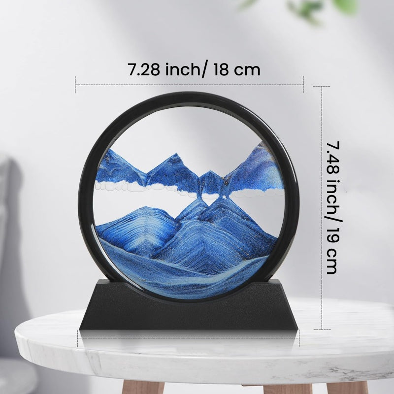 Deep Sea Sandscape Hourglass Moving Sand Art Round Glass Craft Painting Home Office Decor For Relax 3