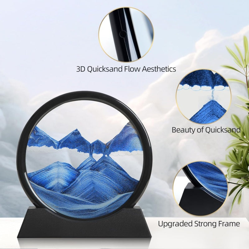 Deep Sea Sandscape Hourglass Moving Sand Art Round Glass Craft Painting Home Office Decor For Relax 4