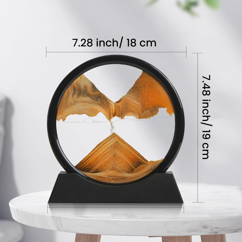 Deep Sea Sandscape Hourglass Moving Sand Art Round Glass Craft Painting Home Office Decor For Relax 2