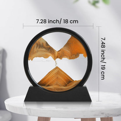 Deep Sea Sandscape Hourglass Moving Sand Art Round Glass Craft Painting Home Office Decor For Relax 2