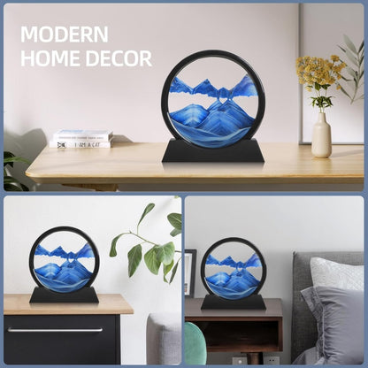 Deep Sea Sandscape Hourglass Moving Sand Art Round Glass Craft Painting Home Office Decor For Relax 7
