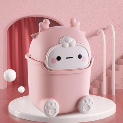 Mini Trash Can for Desktop, Cute Cartoon Waste Bin for Kids Room, Home Office Garbage Bin