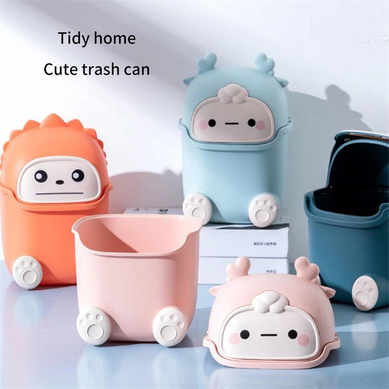 Mini Trash Can For Desktop Cute Cartoon Waste Bin For Kids Room Home Office Garbage Bin 2