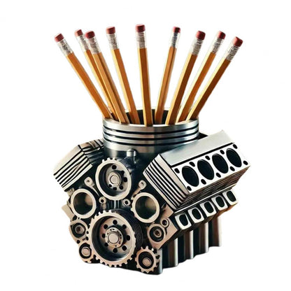Creative V8 Car Engine Pen Holder Office Stationery Organizer Car Themed Desk Decor Gift For Home 5