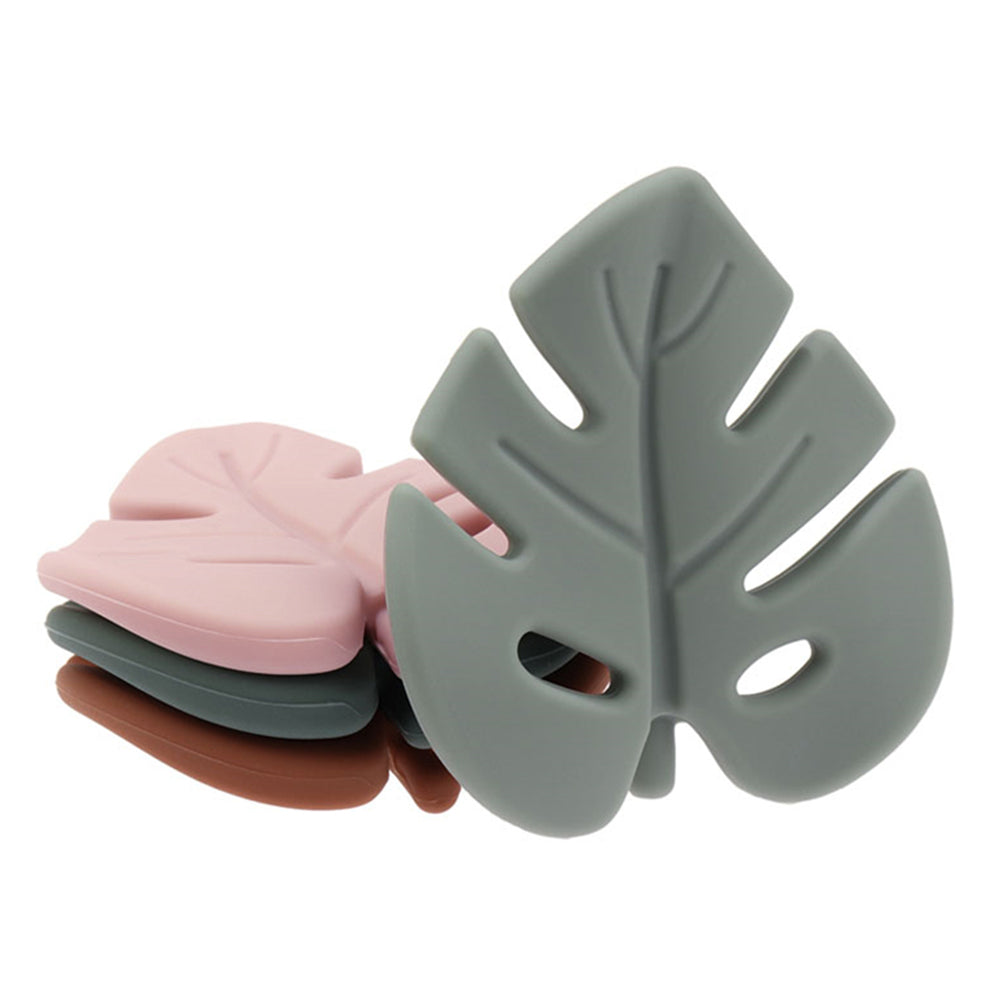 Food Grade Silicone Teether Baby Cartoon Leaf Shape Infant Teething Rattle Toy For Newborn Care 1