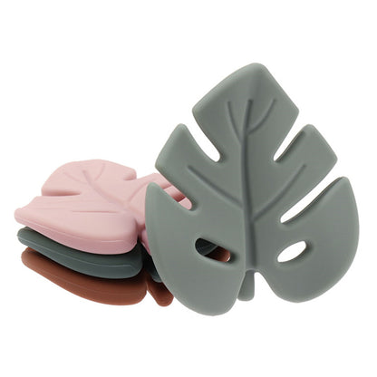Food Grade Silicone Teether Baby Cartoon Leaf Shape Infant Teething Rattle Toy For Newborn Care 1