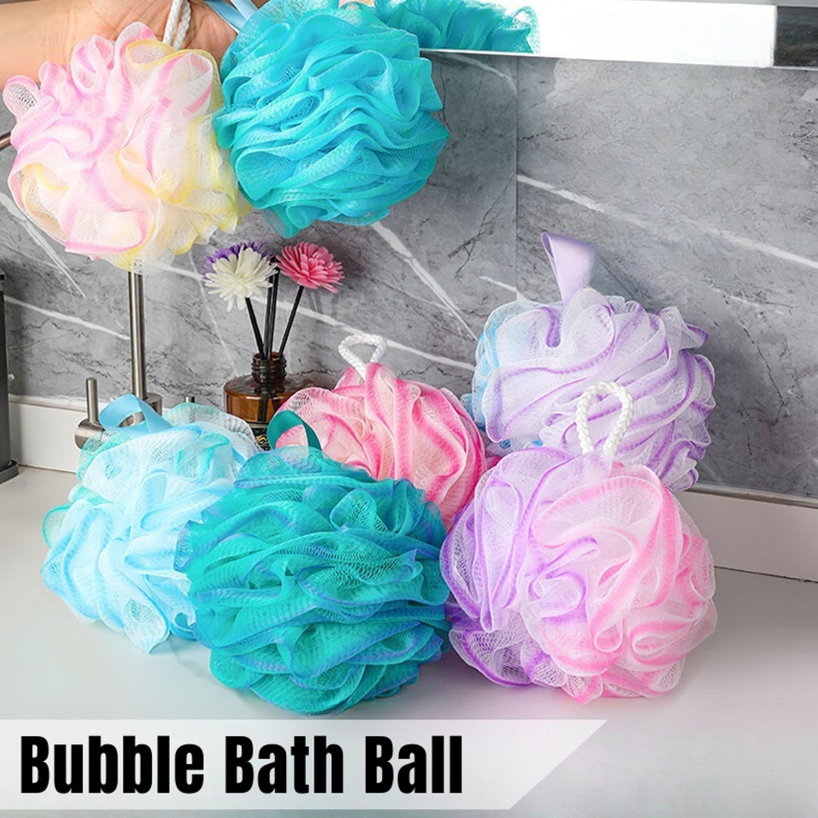 Exfoliating Bath Sponge Set Soft Mesh Bath Loofah Shower Sponge Balls Bathroom Supplies For Women M 1