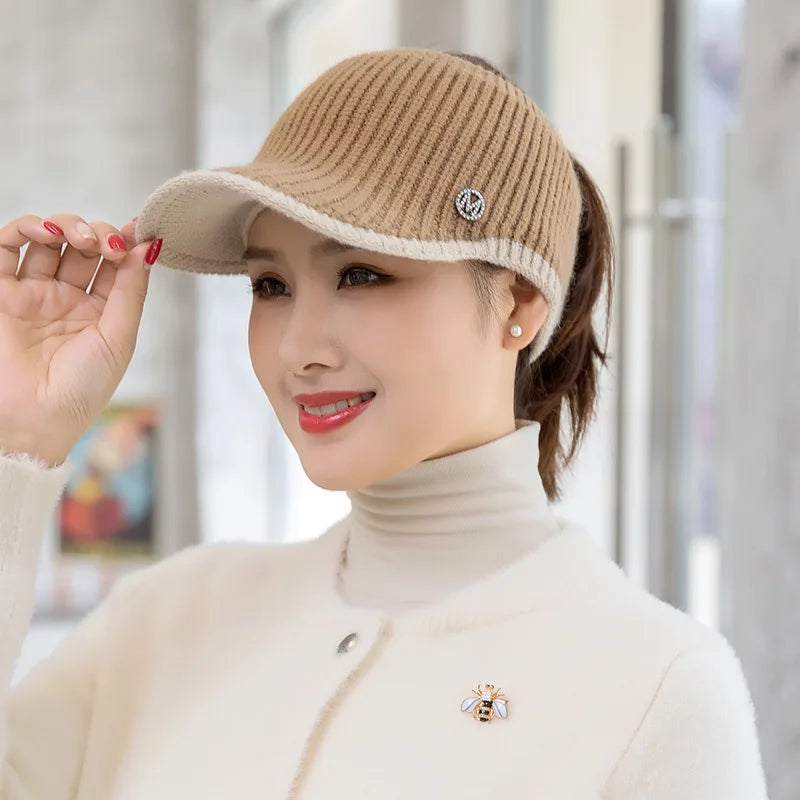 Breathable Outdoor Knit Baseball Cap For Women Fashionable Winter Woolen Hat For Cycling And Runnin 6