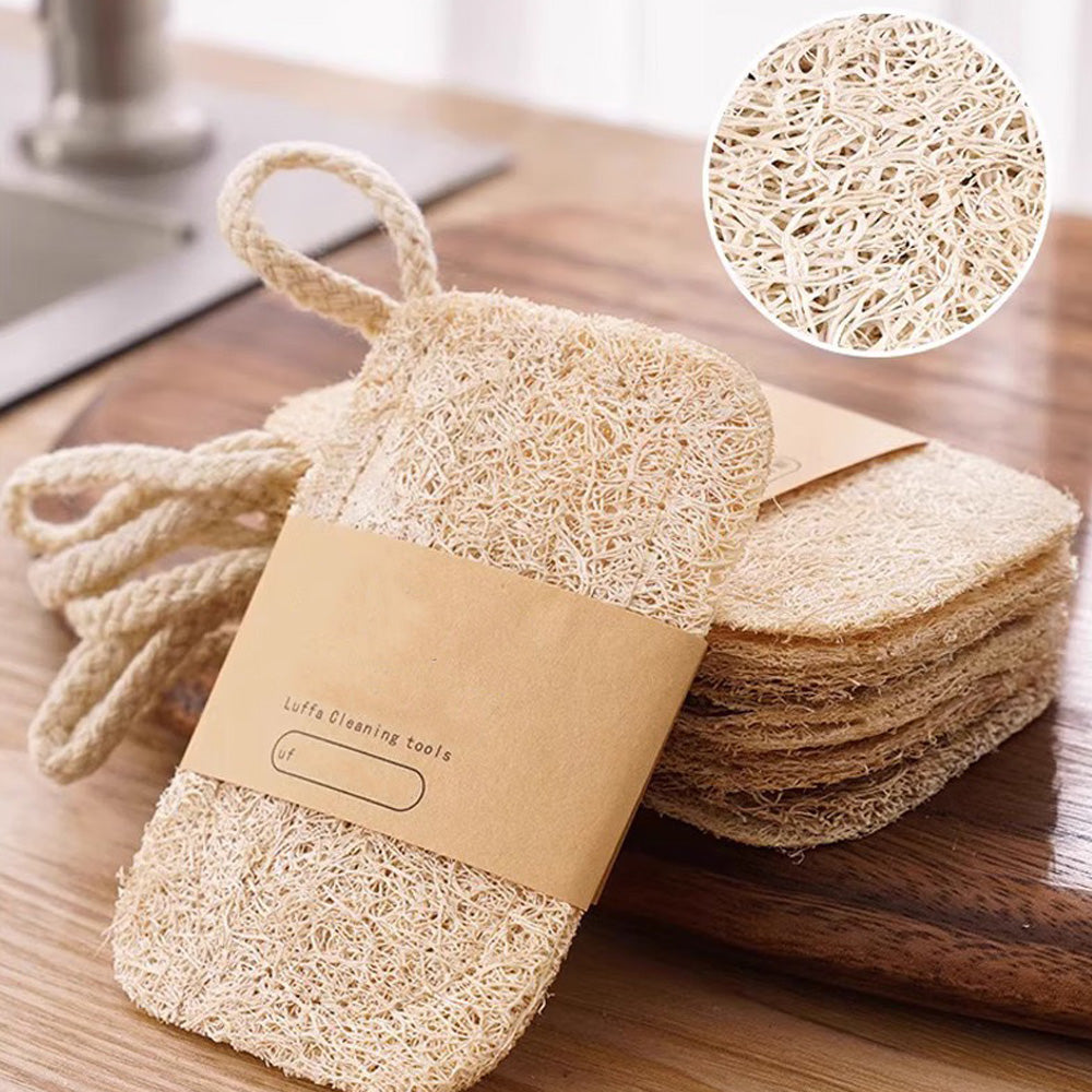 Double Layer Natural Loofah Sponge for Kitchen Cleaning, Biodegradable and Eco-Friendly