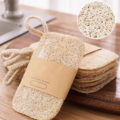 Double Layer Natural Loofah Sponge for Kitchen Cleaning, Biodegradable and Eco-Friendly