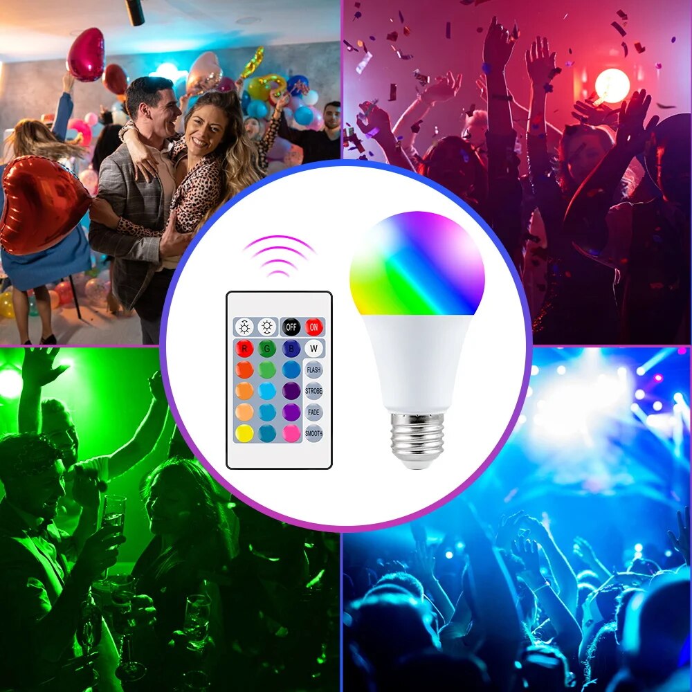 Smart RGB Bulb LED Multicolor Lamp Household Lighting Dimmable With Remote Control 4