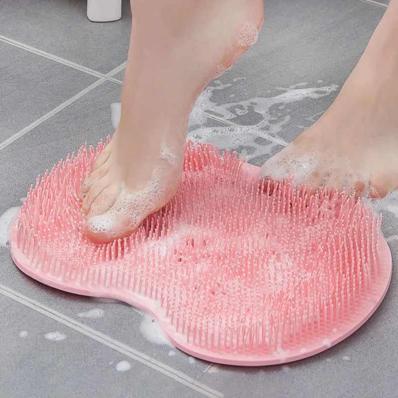 Silicone Rub Back Brush, Non-Slip Bath Scrubber, Foot Exfoliating Massage Pad with Sucker