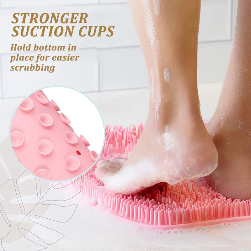 Silicone Rub Back Brush NonSlip Bath Scrubber Foot Exfoliating Massage Pad With Sucker 1