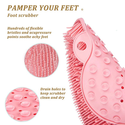 Silicone Rub Back Brush NonSlip Bath Scrubber Foot Exfoliating Massage Pad With Sucker 2
