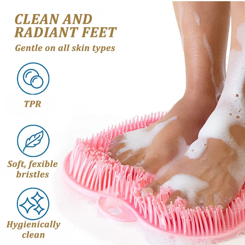 Silicone Rub Back Brush NonSlip Bath Scrubber Foot Exfoliating Massage Pad With Sucker 3