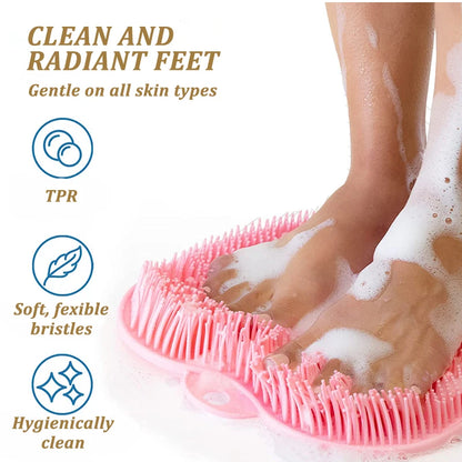 Silicone Rub Back Brush NonSlip Bath Scrubber Foot Exfoliating Massage Pad With Sucker 3