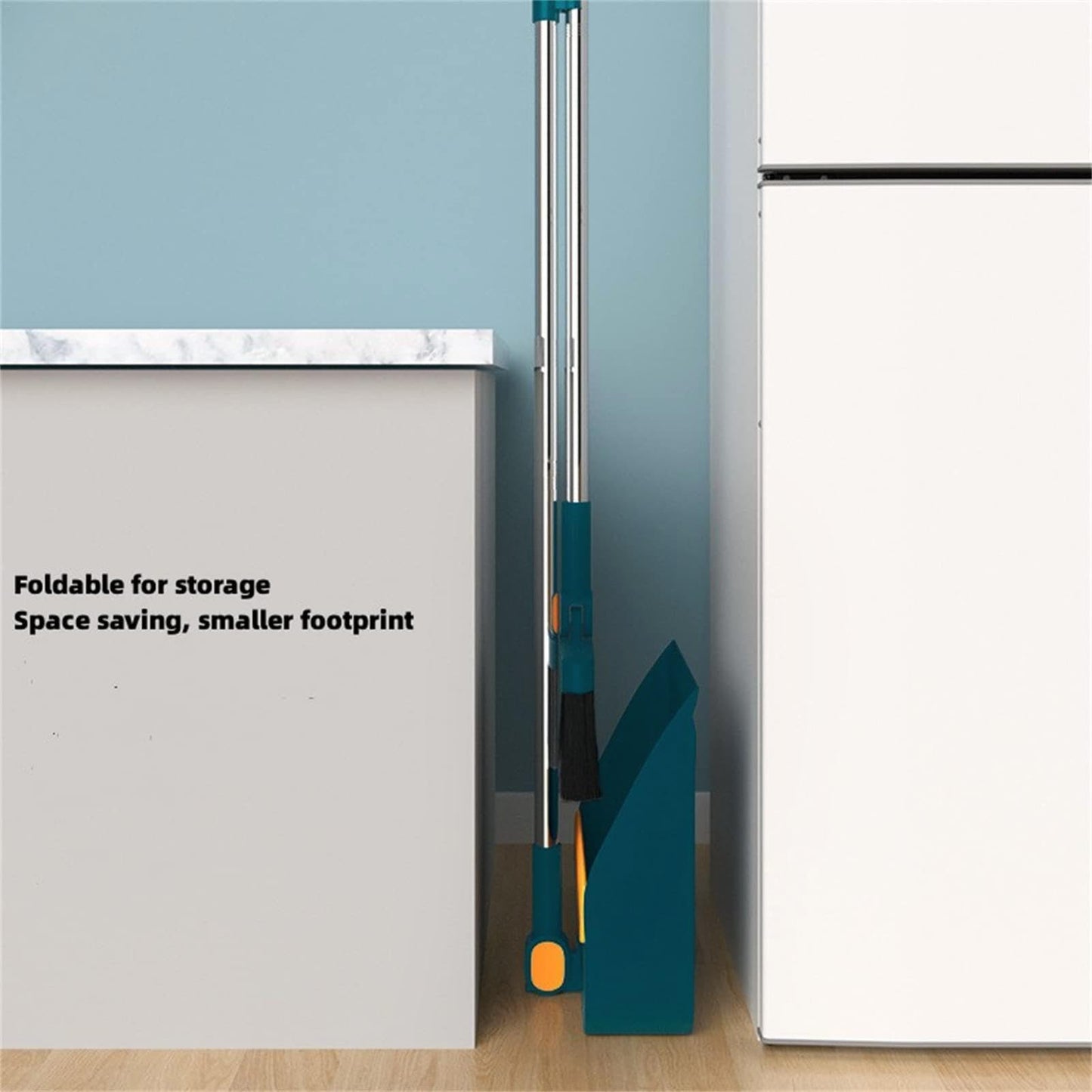 Fold Able Broom And Dustpan Set Household Sweeping Tool Rotating Small Size For Hair And Garbage Cl 2