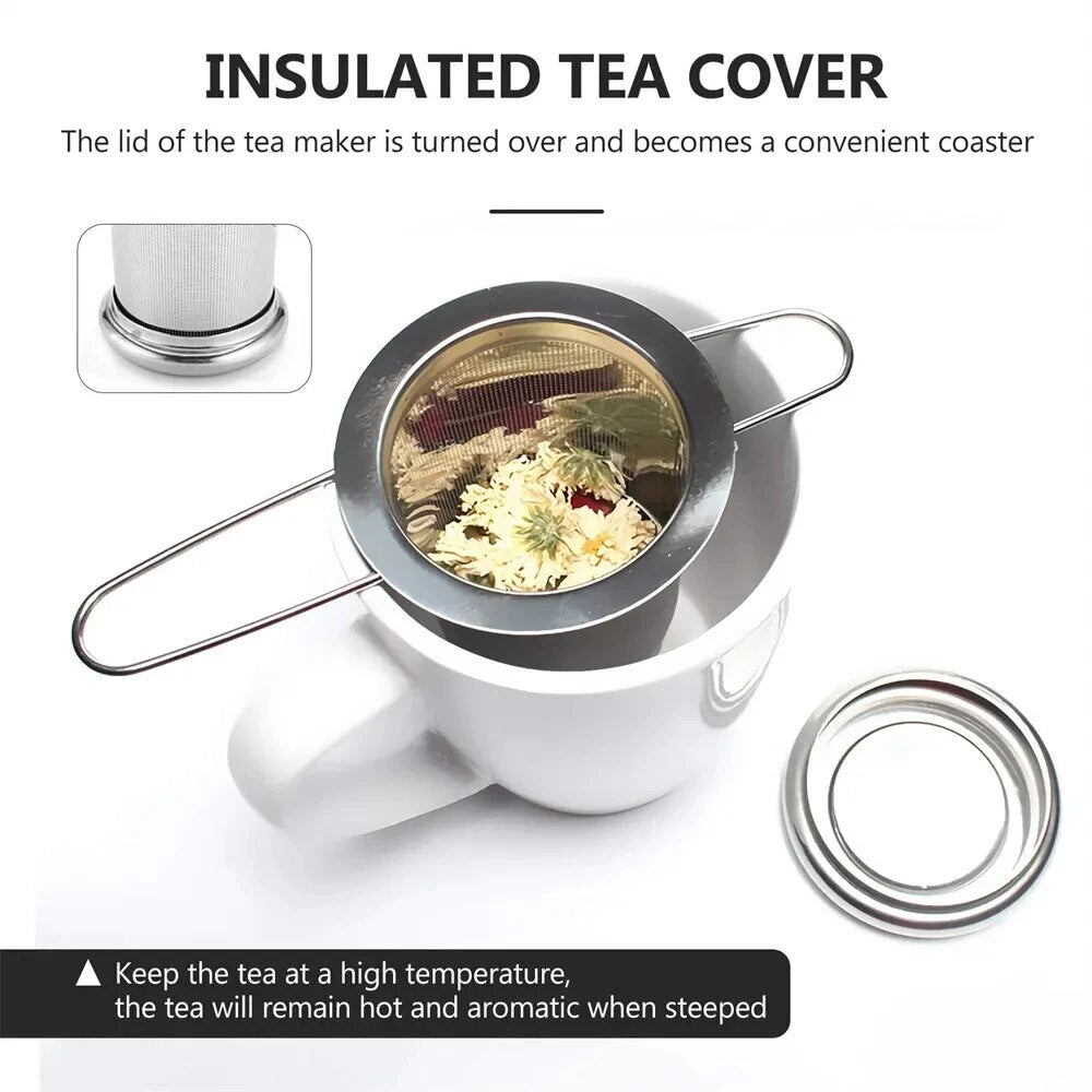 Reusable Stainless Steel Tea Infuser Set with Lid, Spice Filter for Teapots, Mugs, Loose Leaf Tea