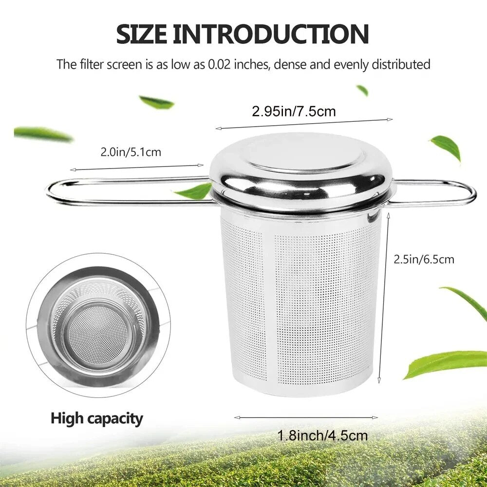Reusable Stainless Steel Tea Infuser Set with Lid, Spice Filter for Teapots, Mugs, Loose Leaf Tea
