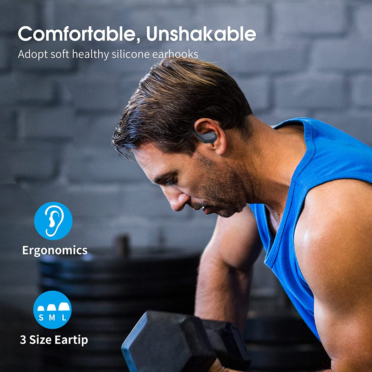 Wireless Bluetooth Earphones , Sports Ear Hook Headphones with Stereo Sound and Microphone for Running